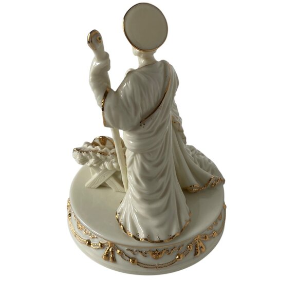 San Francisco Music Box Co Ceramic Nativity Scene Gold Silent Night Christmas - Picture 2 of 11